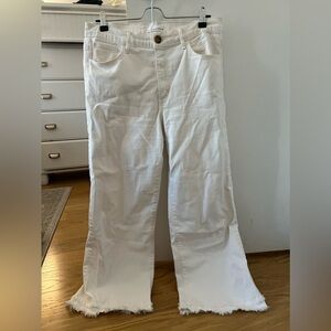LOFT white cropped flare jeans